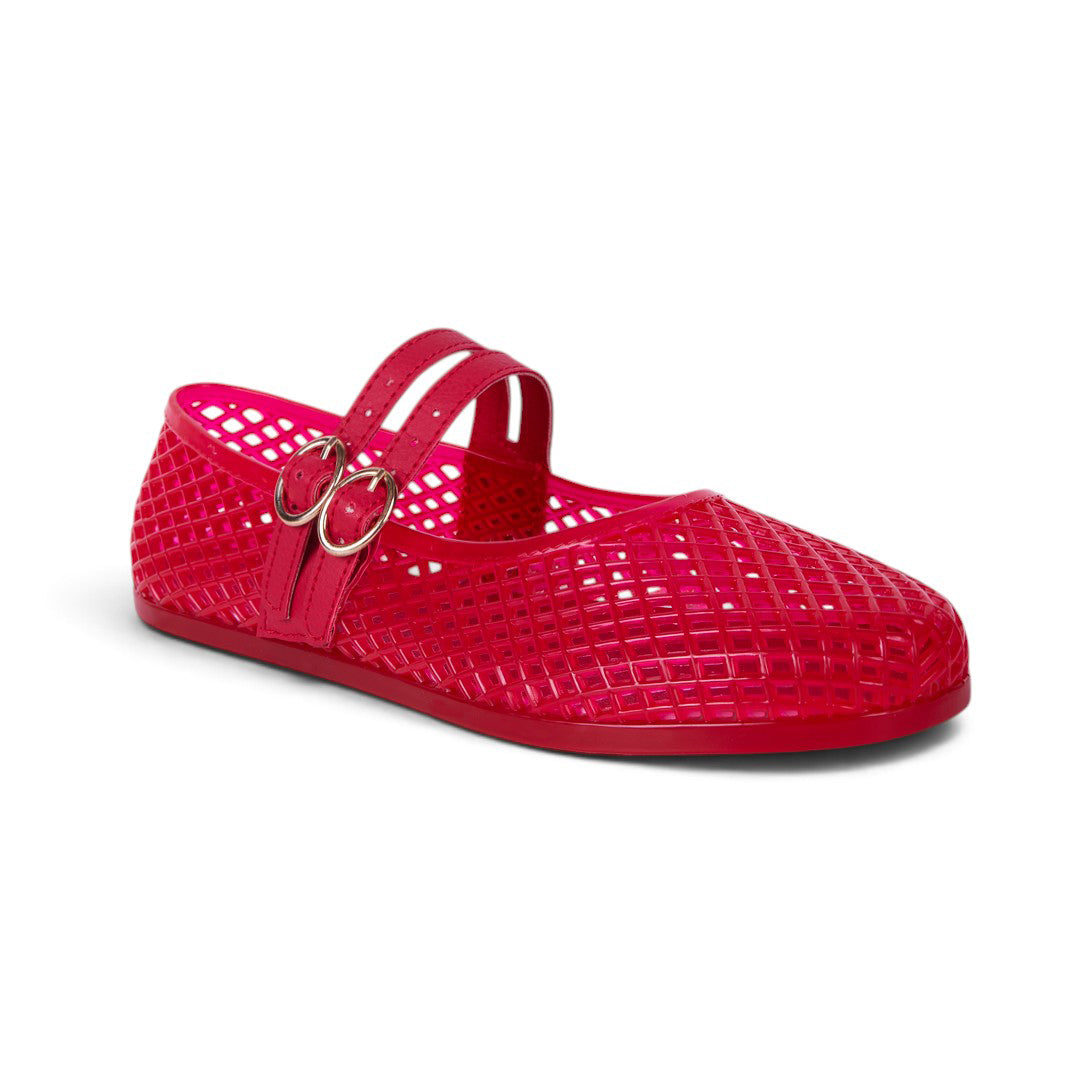 BALLERINA CALADA CON HEBILLAS ROJO 10655