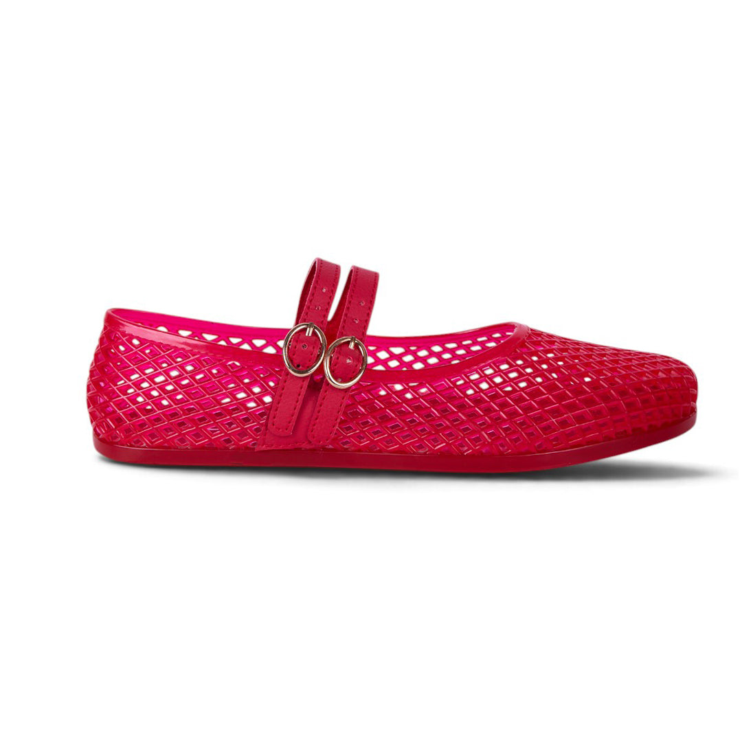BALLERINA CALADA CON HEBILLAS ROJO 10655