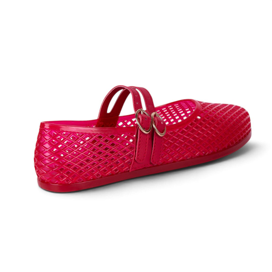 BALLERINA CALADA CON HEBILLAS ROJO 10655
