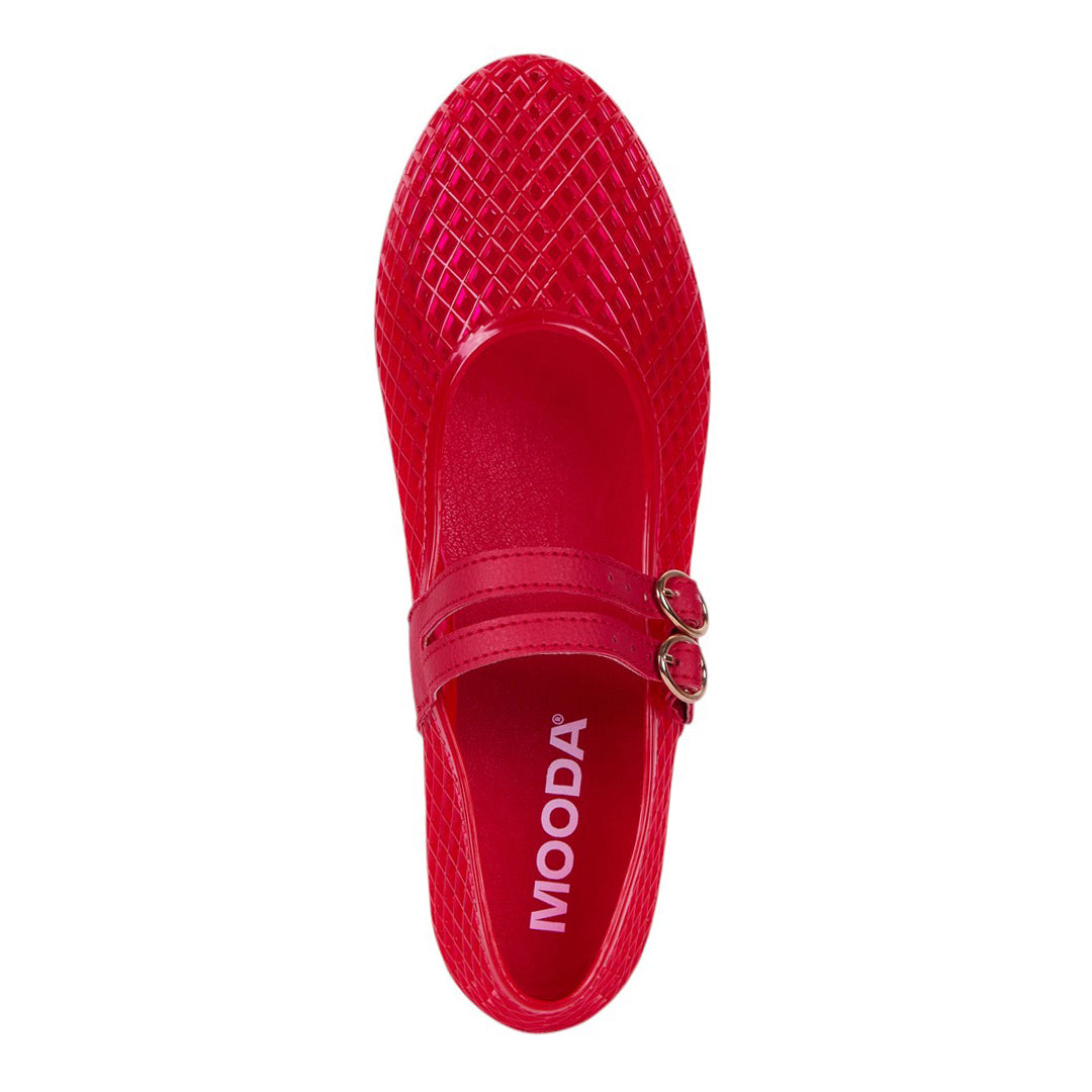 BALLERINA CALADA CON HEBILLAS ROJO 10655