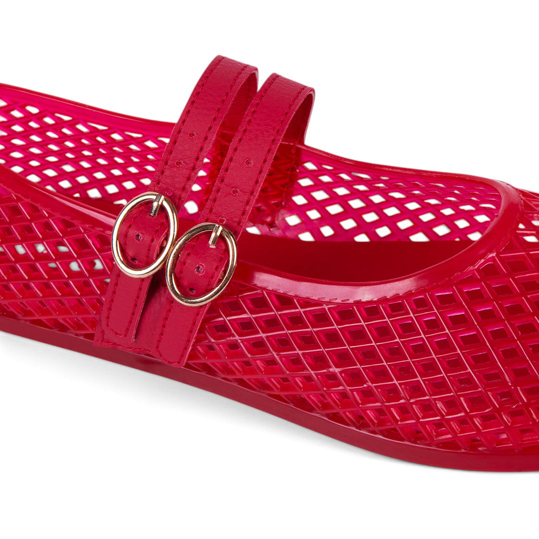 BALLERINA CALADA CON HEBILLAS ROJO 10655