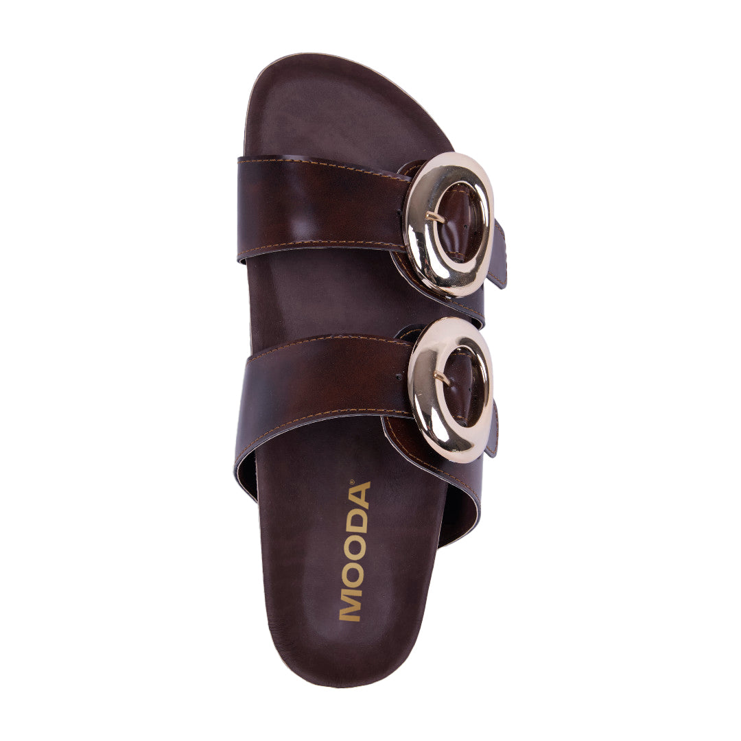 Mooda Rari SANDALIA DOBLE HEBILLA CAFÉ 24043 – MOODA