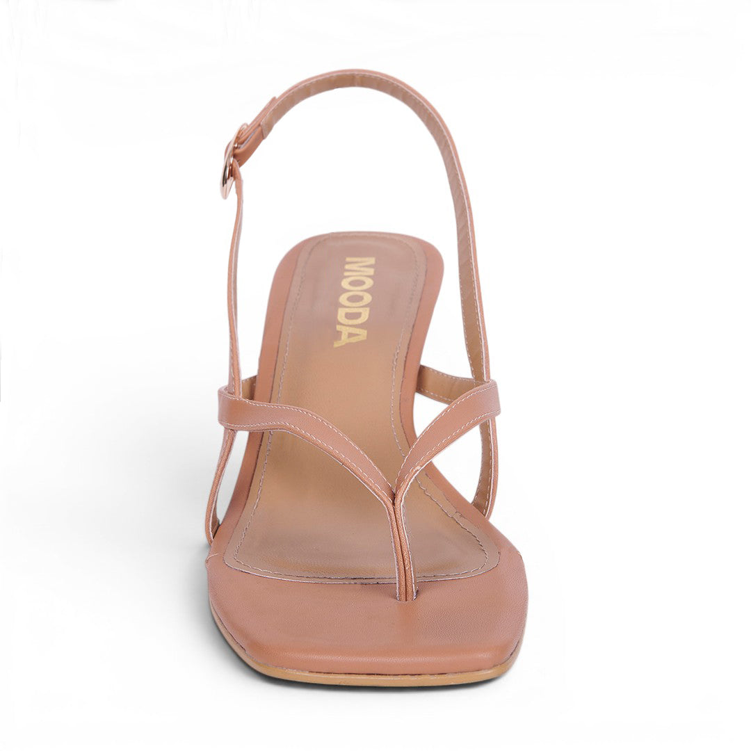 SANDALIA DE TACÓN BEIGE Y ROJO 27812