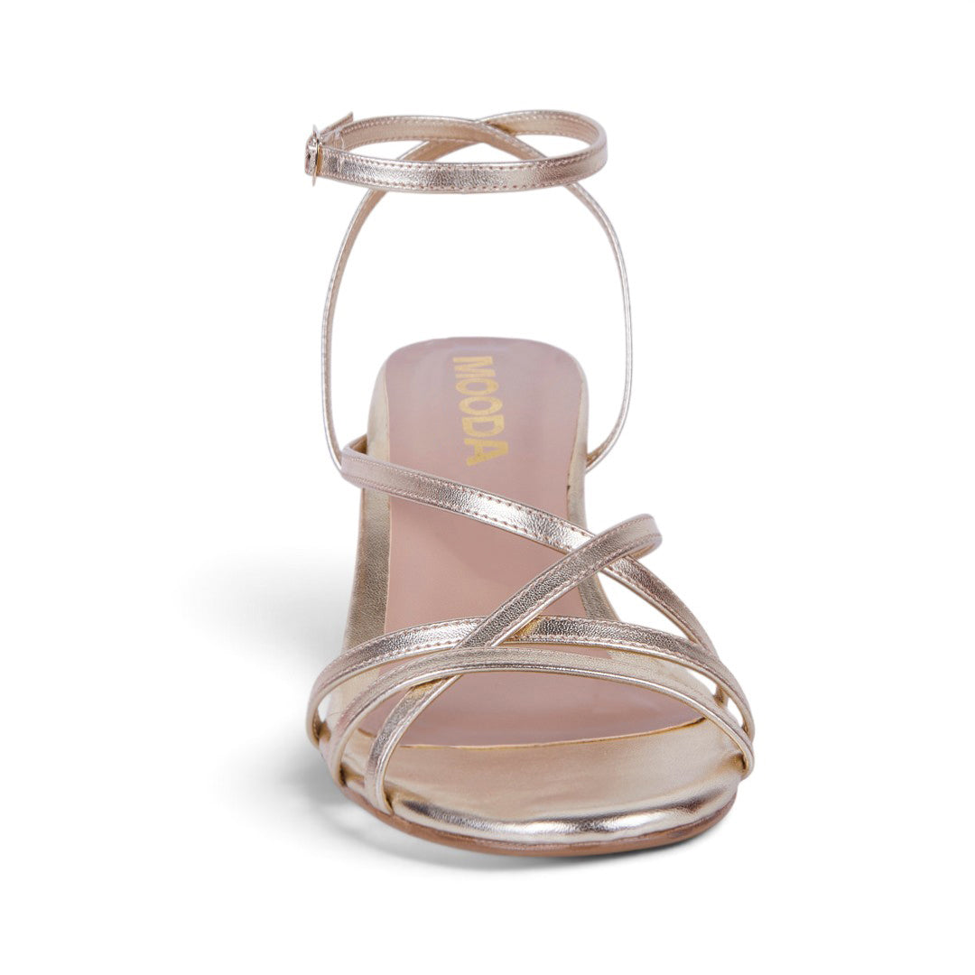 SANDALIA TIRAS TACÓN 6 CM DORADO 27825
