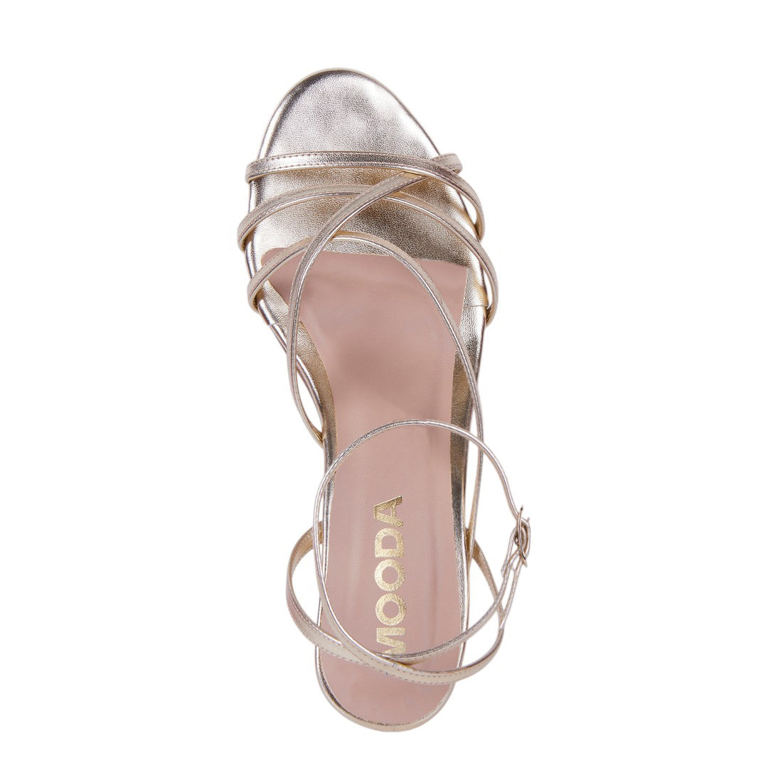 SANDALIA TIRAS TACÓN 6 CM DORADO 27825