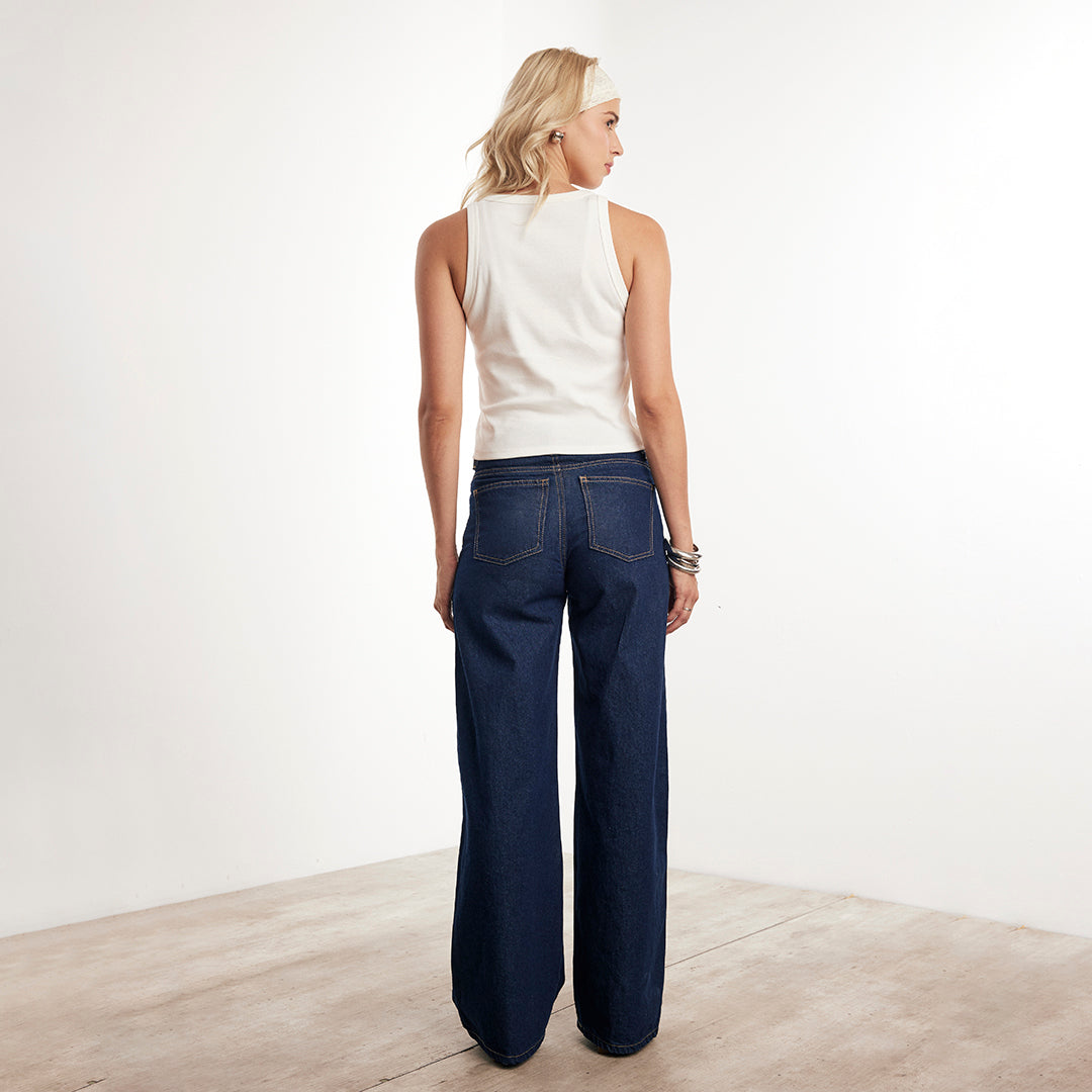 JEANS WIDE LEG MEZCLILLA ÍNDIGO 59038