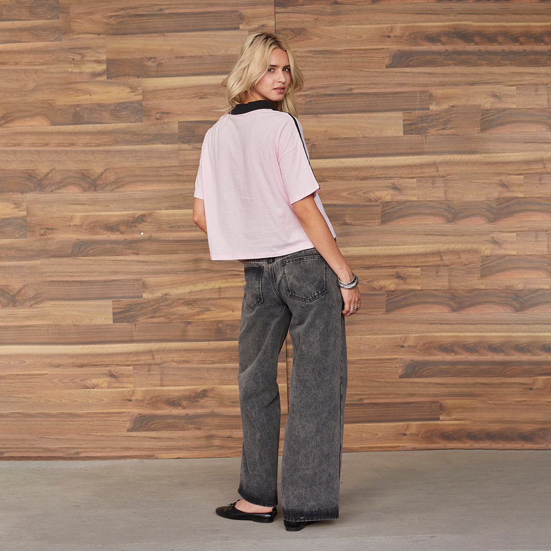 PLAYERA ESTILO JERSEY ROSA CON PRINT 66046