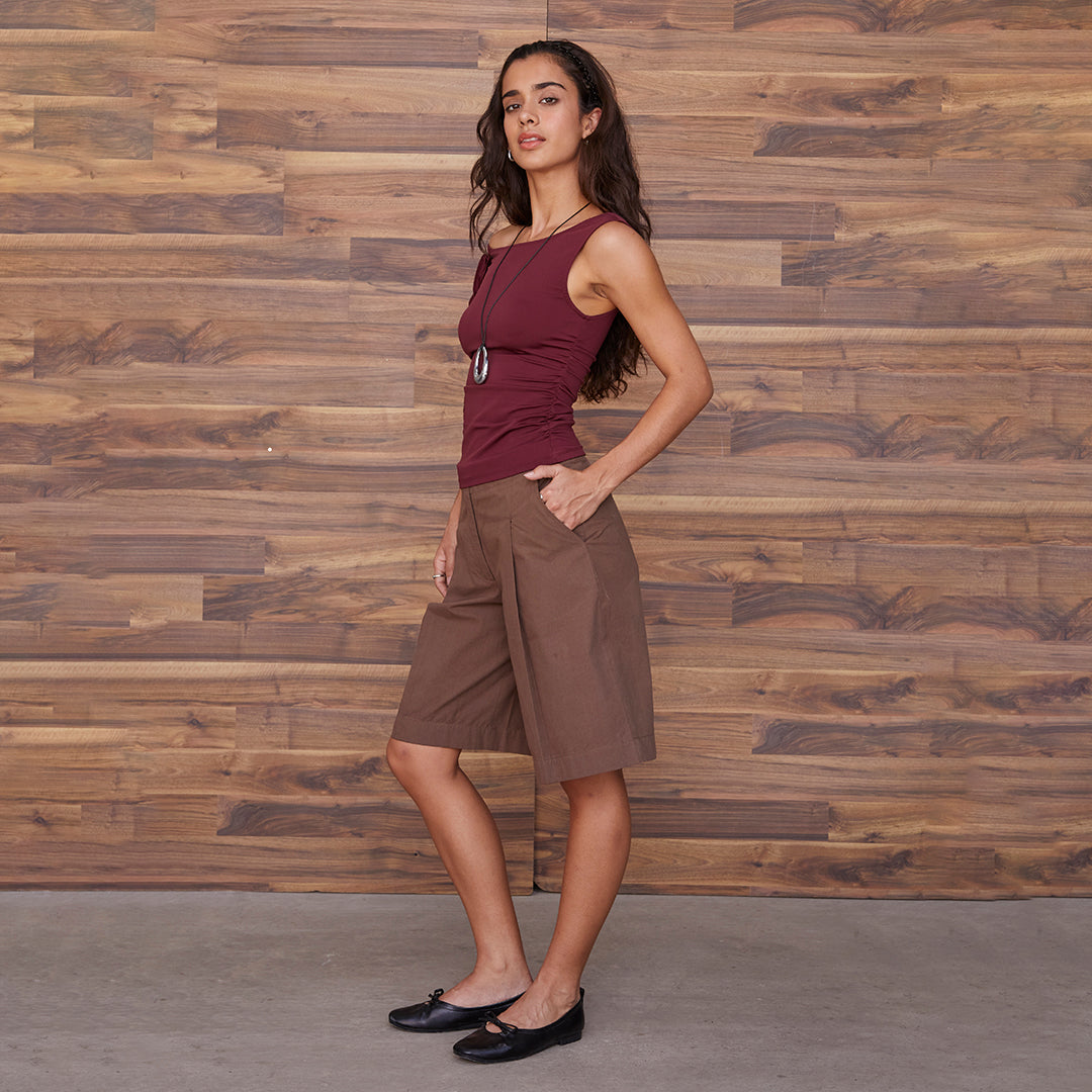 BLUSA CON LAZO LATERAL CAFÉ 90192
