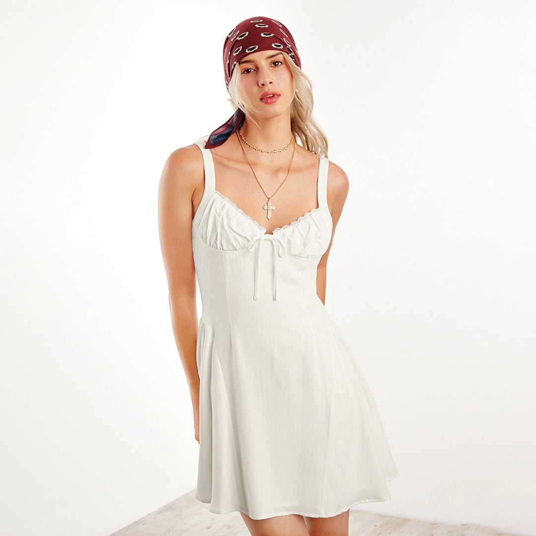 VESTIDO CON JARETA FRONTAL IVORY 91198