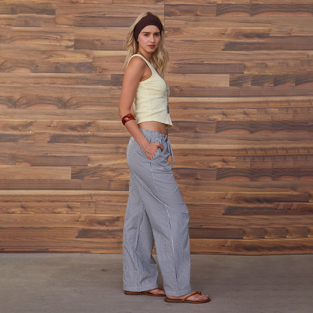 PANTALÓN RECTO RAYAS AZUL MARINO 92676