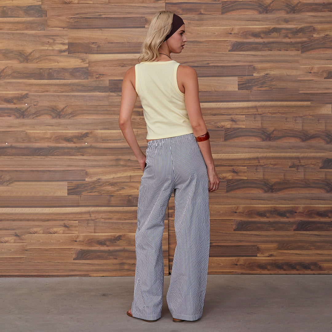 PANTALÓN RECTO RAYAS AZUL MARINO 92676