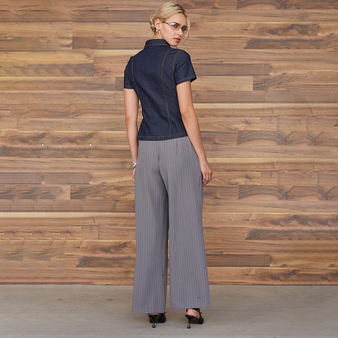 PANTALÓN RECTO RAYA DIPLOMÁTICA GRIS 99548