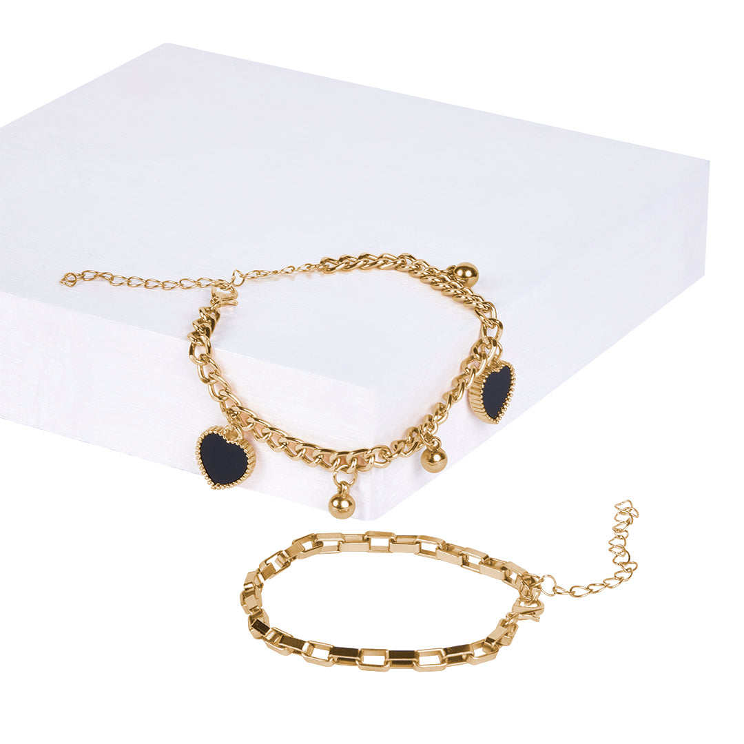 SET DE PULSERAS CORAZÓN DORADO 93892