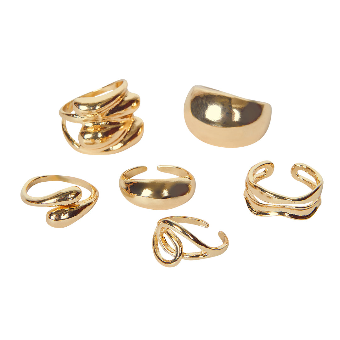 SET DE ANILLOS VOLUMINOSOS DORADO 93886