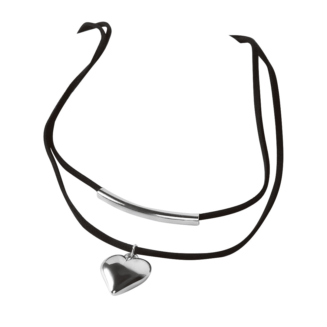 COLLAR MULTICAPA CORAZÓN PLATEADO 93889
