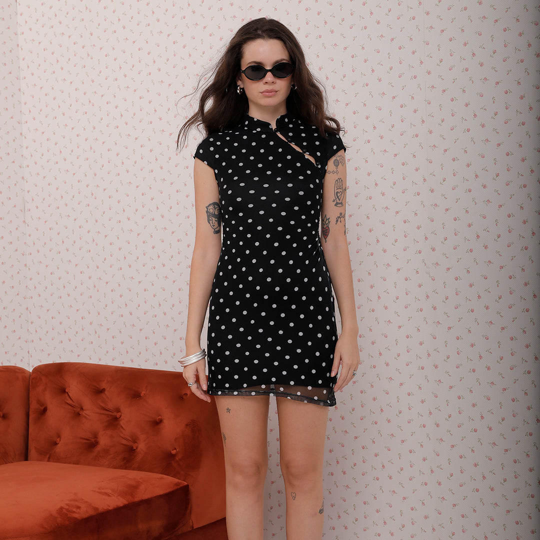 VESTIDO CORTO ESTILO QIPAO ESTAMPADO 35088