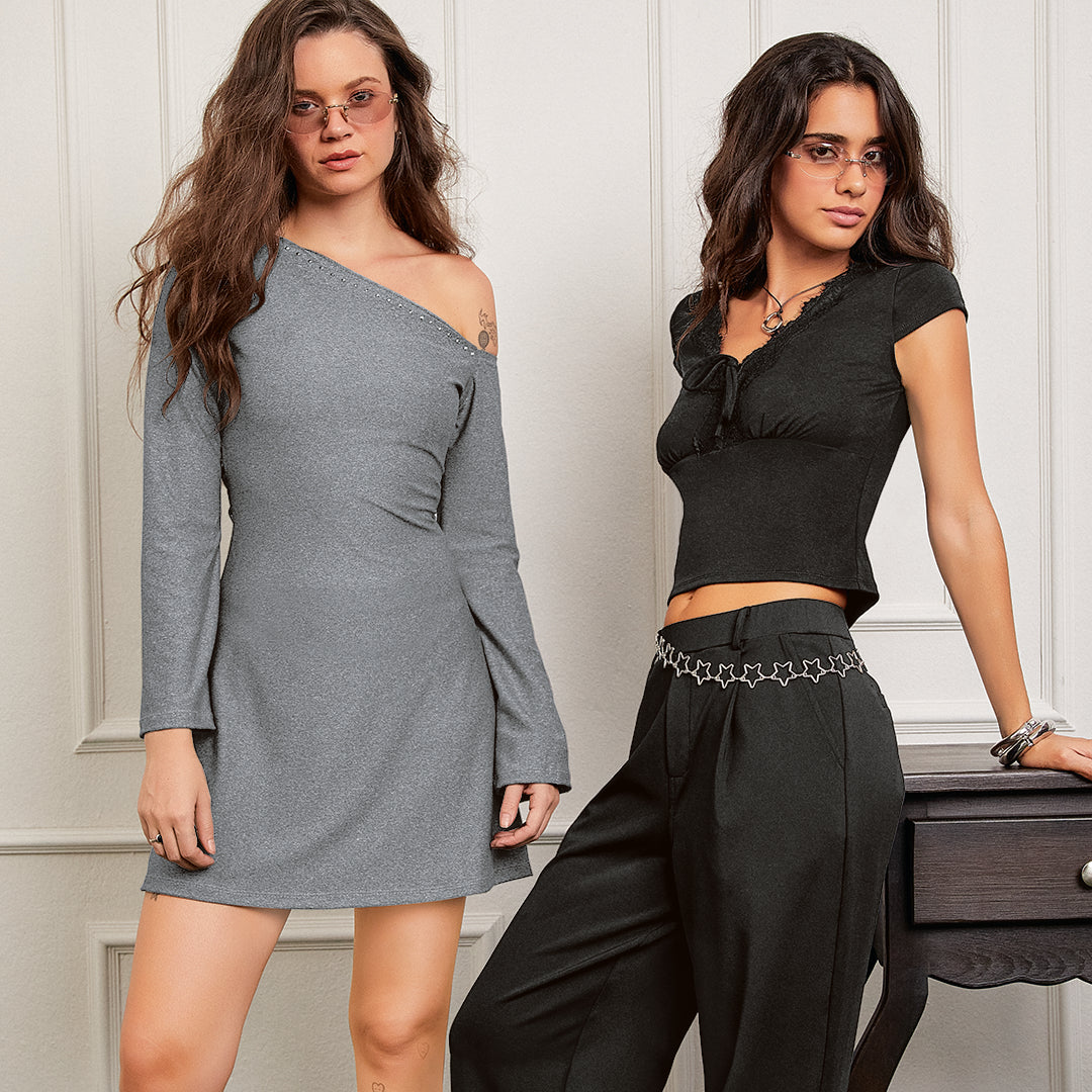 BLUSA CON ENCAJE Y LAZO FRONTAL NEGRO 91854