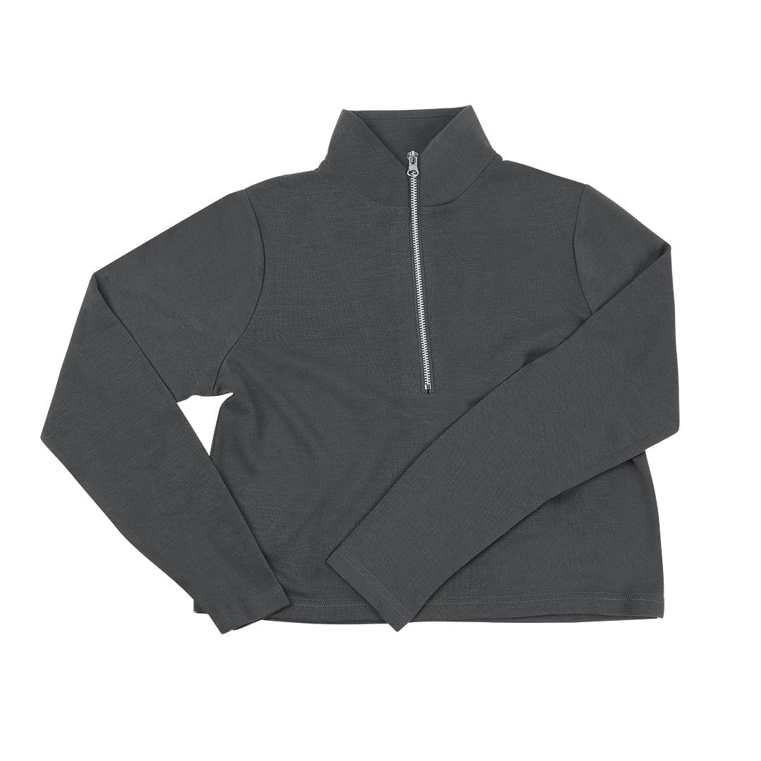 SUDADERA CORTA CON CIERRE FRONTAL GRIS 91839